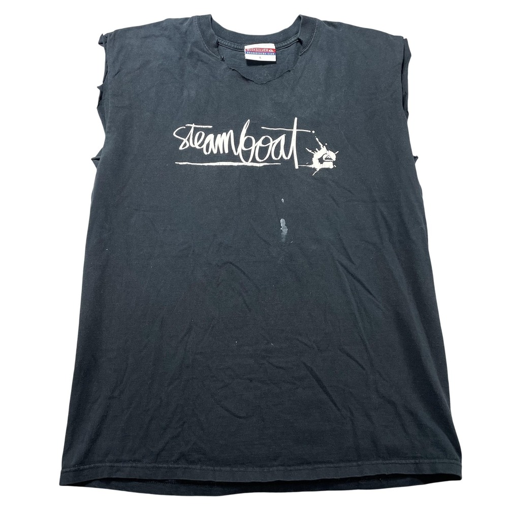 Vintage 90s Quiksilver Shirt Mens Large Black Steamboat Sleeveless Surf Tee USA